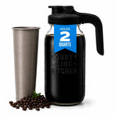 County Line Kitchen front view of 64oz black cold brew pitcher, easy serving