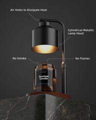 Cozmara close-up of walnut teardrop base and switch for elegant convenience