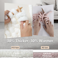 Cream Cozyful chunky blanket draped on sofa showing warmth and coverage