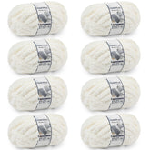 Cozyful skein front view in cream showing weight and label for easy selection