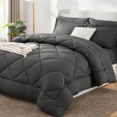 CozyLux comforter front view on king bed showing full coverage and neat drape