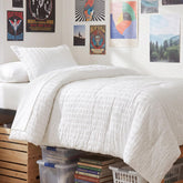 CozyLux front view of Twin XL white seersucker comforter set shows complete bedding