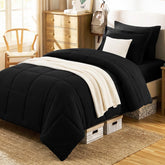 CozyLux front view of Twin XL black comforter set showing neat stitched finish and modern style