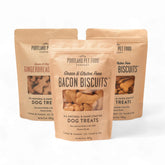 CRAFTED BY HUMANS LOVED BY DOGS front packaging showing three resealable pouches for portability