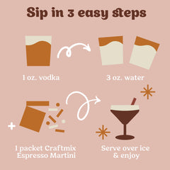 CRAFTMIX poured Espresso Martini in glass showing rich coffee appeal