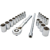 CRAFTSMAN front packaging showing compact 20-piece mechanics set and VERSASTACK case for organized storage and transport