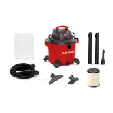 CRAFTSMAN front view of wet dry vac showing controls and tank, ready for heavy cleanup