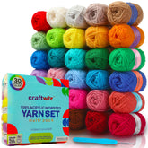 Craftwiz front packaging showing 30 colorful skeins and product variety benefits