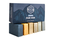 Crate 61 Organics bars displayed on bathroom shelf, lifestyle scene emphasizing daily-use convenience benefit