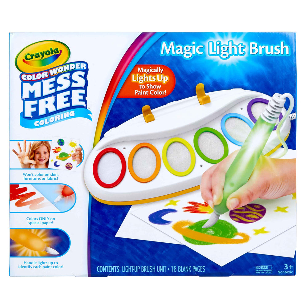 Crayola front packaging showing Magic Light Brush and contents for easy gift selection