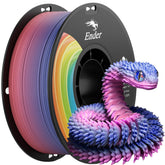 Creality rainbow PLA+ front spool showing neat wrap and strong build benefit