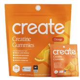 Create front packaging showing orange gummy packs and benefits