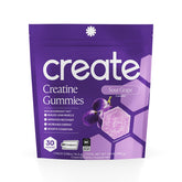 Create front packaging showing sour grape gummy packs and benefits