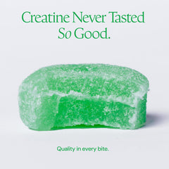 Create hand holding gummy showing size and convenient single-serve benefit