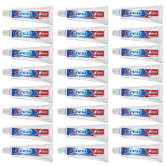 Crest travel tube front packaging showing brand and travel-size convenience