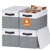 Criusia front view of four storage bins showing neat stacked organization and stylish look