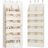 Criusia front view showing 12 compartments and 14 mesh pockets with organized items