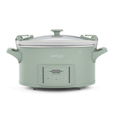 Crock-Pot front view showing Desert Sage finish and control panel for stylish kitchen presence