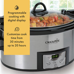 Crock-Pot digital display and controls showing programmable timer for precise cooking benefit
