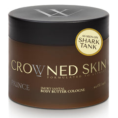 Crowned Skin jar front view showing product and confident grooming benefit