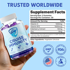 CRUISE IMMUNITY berry gummies close-up texture view highlighting vegan pectin
