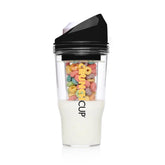 CRUNCHCUP XL black front view, clear separation keeps cereal crunchy