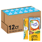Crystal Light front box showing lemon iced tea and convenient 120-pack benefit
