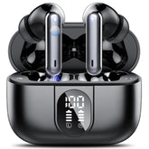 Csasan front view with open case showing earbuds and LED battery display benefit quick power checks