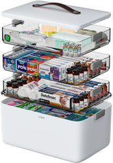 CTIME front view of 4-tier organizer showing stacked trays and handle for neat storage