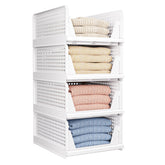 CTSNSLH front view of four white folding organizers showing neat storage benefit