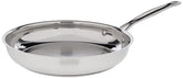 Cuisinart 10-inch skillet front view showing polished stainless and roomy cooking surface for even browning