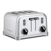 Cuisinart stainless 4-slice toaster front view showing sleek finish and controls for polished kitchen appeal