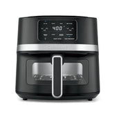 Cuisinart air fryer front view showing compact stainless steel benefits