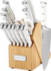 Cuisinart block front view showing all 15 pieces and organized storage benefit