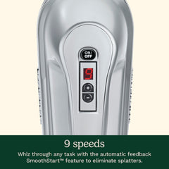 Cuisinart control panel LED speed display showing nine-speed precise control