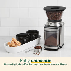 Cuisinart flat burr close-up showing uniform grind performance
