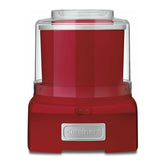 Cuisinart front view of red ice cream maker shows compact convenience