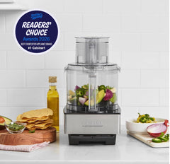 Cuisinart work bowl filled with vegetables, faster batch processing benefit