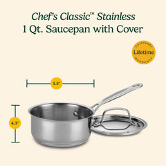 Cuisinart saucepan in kitchen with liquid simmering, compact size for precise cooking