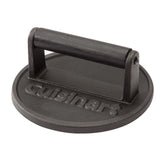 Cuisinart front view of cast iron press showing sturdy handle and round plate for consistent pressing