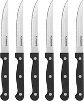 Cuisinart six-piece steak knife set front view showing polished handles and blades for elegant dining