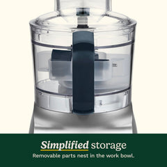 Cuisinart wide-mouth feed tube holding vegetables for faster processing