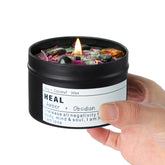 CULACEE tin candle front view showing label and calming design benefits relaxation