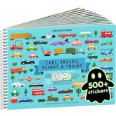 CUPKIN cover spread showing colorful cars trucks planes trains and benefits of imaginative play
