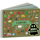 CUPKIN front cover of camping activity book showing stickers and coloring pages, promotes independence