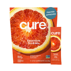 Cure Hydration front packet showing Blood Orange flavor and convenience