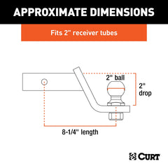 CURT close-up of polished 2" trailer ball, durable corrosion resistance