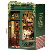 CUTEBEE Owl Bookstore front view showing finished miniature and charm