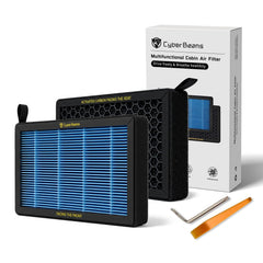 CYBERBEANS front packaging showing cabin filter and fit details, quick identification benefit
