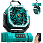 DABOUHORS front view blue portable fan showing compact design and versatility